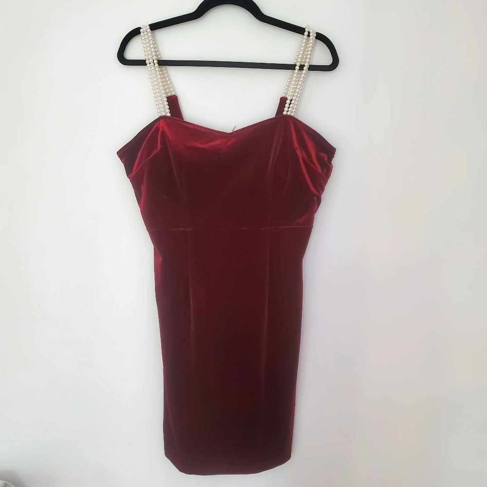 Burgundy Le Chateau Dress with Pearl Straps